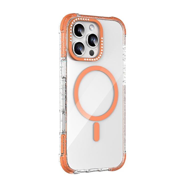 For iPhone 16 Pro Max Mutural Blink Series Glitter Edge MagSafe Magnetic Phone Case(Orange) - iPhone 16 Pro Max Cases by Mutural | Online Shopping South Africa | PMC Jewellery | Buy Now Pay Later Mobicred