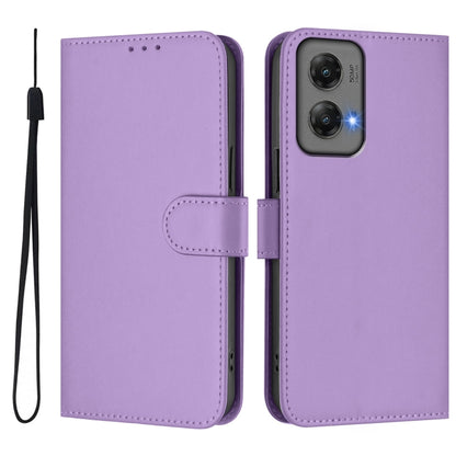 For Motorola Moto G Stylus 5G 2024 Skin Feel Solid Color Leather Phone Case with Lanyard(Lavender Purple) - Motorola Cases by PMC Jewellery | Online Shopping South Africa | PMC Jewellery | Buy Now Pay Later Mobicred