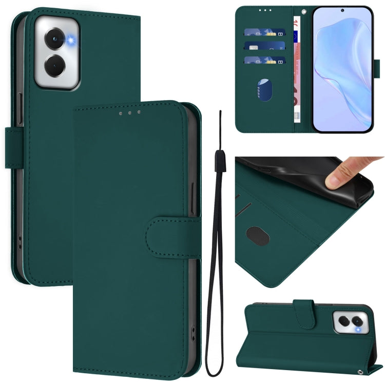 For Motorola Moto G Power 5G 2024 Skin Feel Solid Color Leather Phone Case with Lanyard(Dark Green) - Motorola Cases by PMC Jewellery | Online Shopping South Africa | PMC Jewellery | Buy Now Pay Later Mobicred