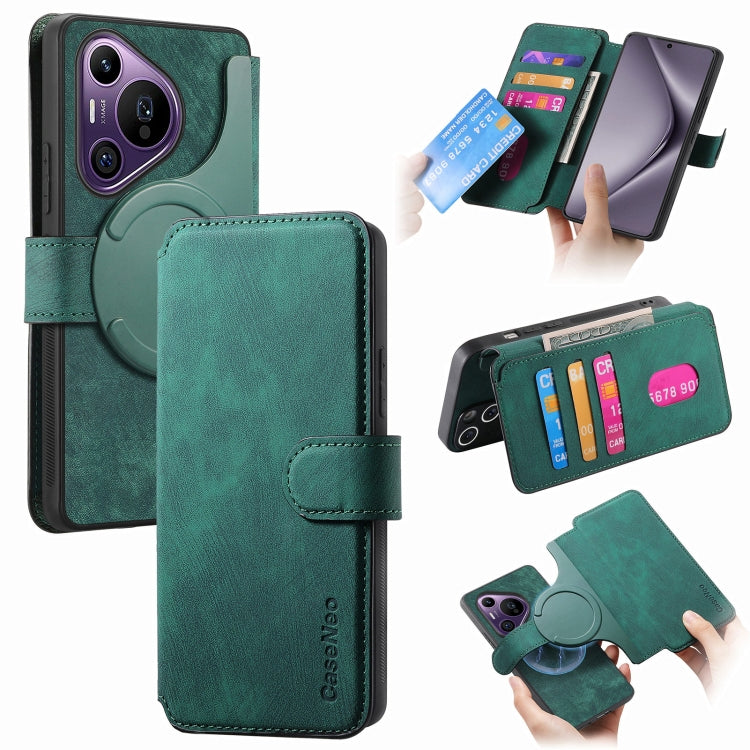 For Huawei Pura 70 Pro CaseNeo MagSafe RFID Anti-theft Retro Leather Phone Case(Green) - Huawei Cases by CaseNeo | Online Shopping South Africa | PMC Jewellery | Buy Now Pay Later Mobicred