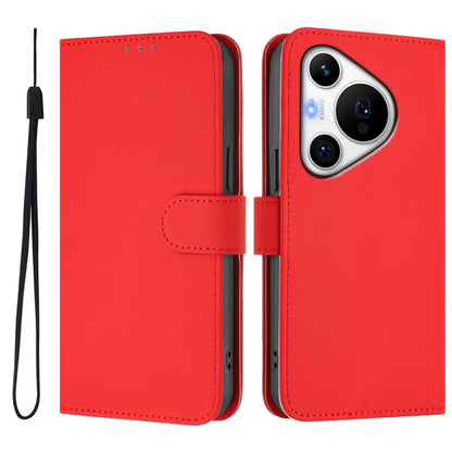 For Huawei Pura 70 Pro / 70 Pro+ Skin Feel Solid Color Leather Phone Case with Lanyard(Red) - Huawei Cases by PMC Jewellery | Online Shopping South Africa | PMC Jewellery | Buy Now Pay Later Mobicred