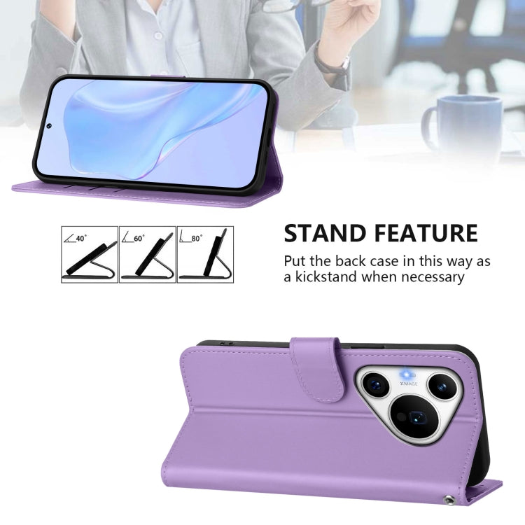 For Huawei Pura 70 Pro / 70 Pro+ Skin Feel Solid Color Leather Phone Case with Lanyard(Lavender Purple) - Huawei Cases by PMC Jewellery | Online Shopping South Africa | PMC Jewellery | Buy Now Pay Later Mobicred