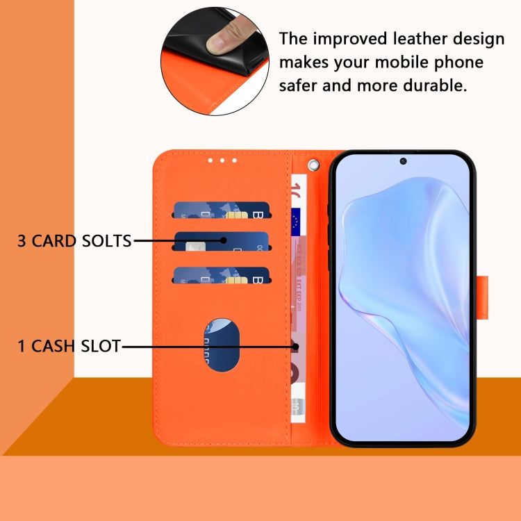 For Samsung Galaxy S25+ 5G Skin Feel Solid Color Leather Phone Case with Lanyard(Orange) - Galaxy S25+ 5G Cases by PMC Jewellery | Online Shopping South Africa | PMC Jewellery | Buy Now Pay Later Mobicred