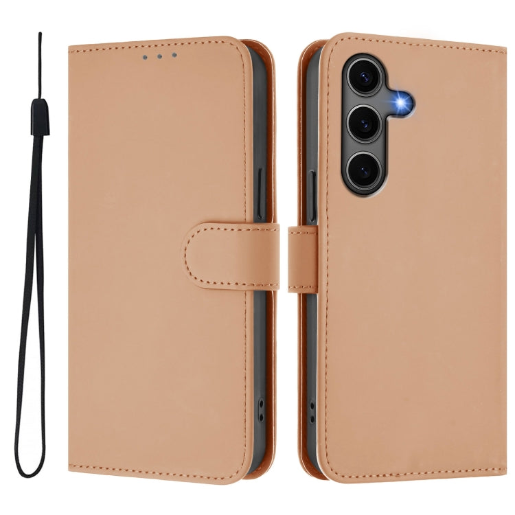 For Samsung Galaxy S25+ 5G Skin Feel Solid Color Leather Phone Case with Lanyard(Nude) - Galaxy S25+ 5G Cases by PMC Jewellery | Online Shopping South Africa | PMC Jewellery | Buy Now Pay Later Mobicred