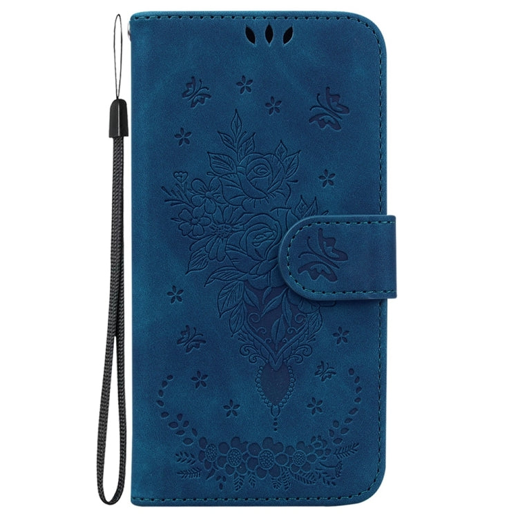 For Samsung Galaxy S25 5G Butterfly Rose Embossed Leather Phone Case(Blue) - Galaxy S25 5G Cases by PMC Jewellery | Online Shopping South Africa | PMC Jewellery | Buy Now Pay Later Mobicred