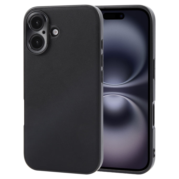 For iPhone 16 GEBEI Plain Leather TPU Hybrid PU Phone Case(Black) - iPhone 16 Cases by GEBEI | Online Shopping South Africa | PMC Jewellery | Buy Now Pay Later Mobicred