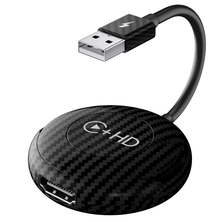 USB and HDMI Wired to Wireless CarPlay Auto Adapter, Specification:Round(Carbon Fiber) - Bluetooth Adapters by PMC Jewellery | Online Shopping South Africa | PMC Jewellery | Buy Now Pay Later Mobicred