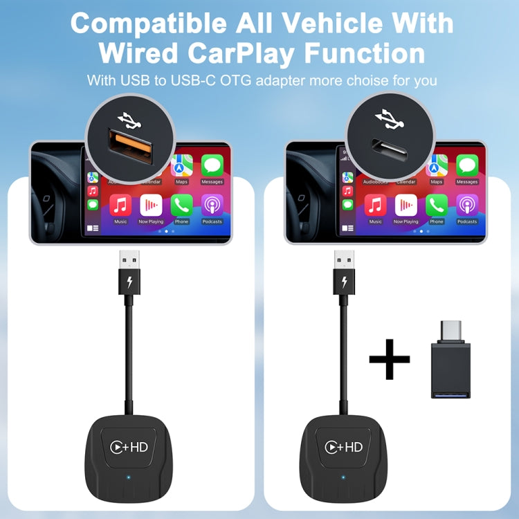 USB and HDMI Wired to Wireless CarPlay Auto Adapter, Specification:Square(Carbon Fiber) - free shipping - PMC Jewellery - Order now!