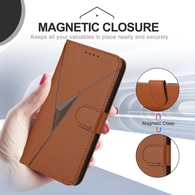 For iPhone 17 Triangle Pattern Buckle Clasp Leather Phone Case(Brown) - free shipping - PMc TechLife - Order now!