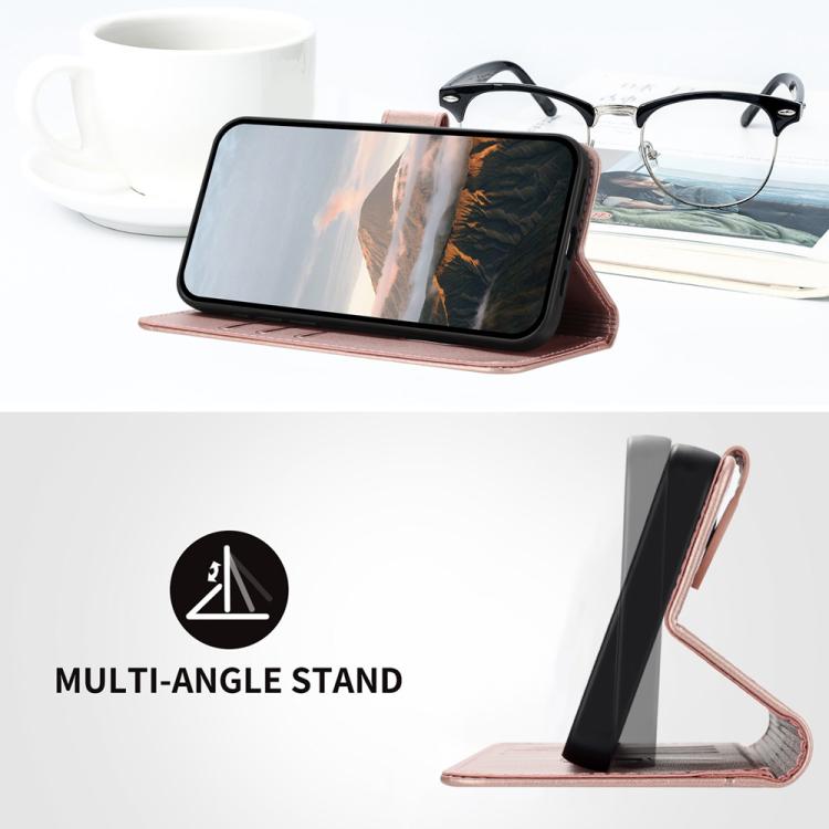 For iPhone 17 Triangle Pattern Buckle Clasp Leather Phone Case(Rose Gold) - free shipping - PMc TechLife - Order now!