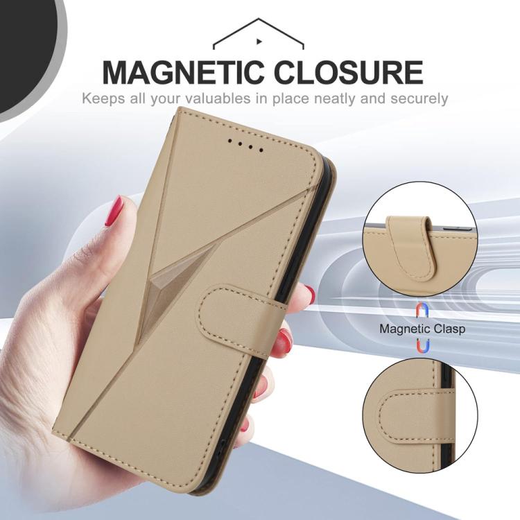 For iPhone 17 Pro Max Triangle Pattern Buckle Clasp Leather Phone Case(Gold) - free shipping - PMc TechLife - Order now!