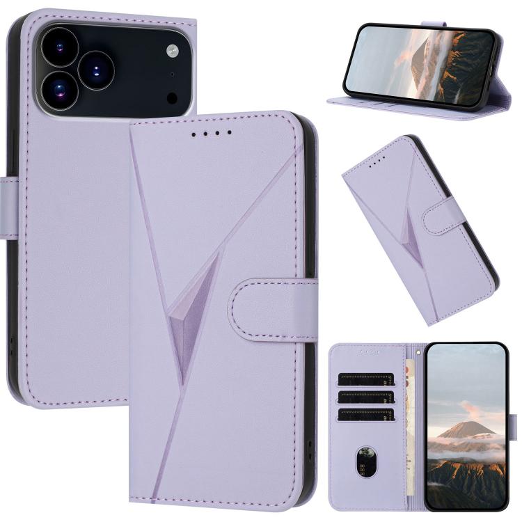 For iPhone 17 Pro Max Triangle Pattern Buckle Clasp Leather Phone Case(Light Purple) - free shipping - PMc TechLife - Order now!