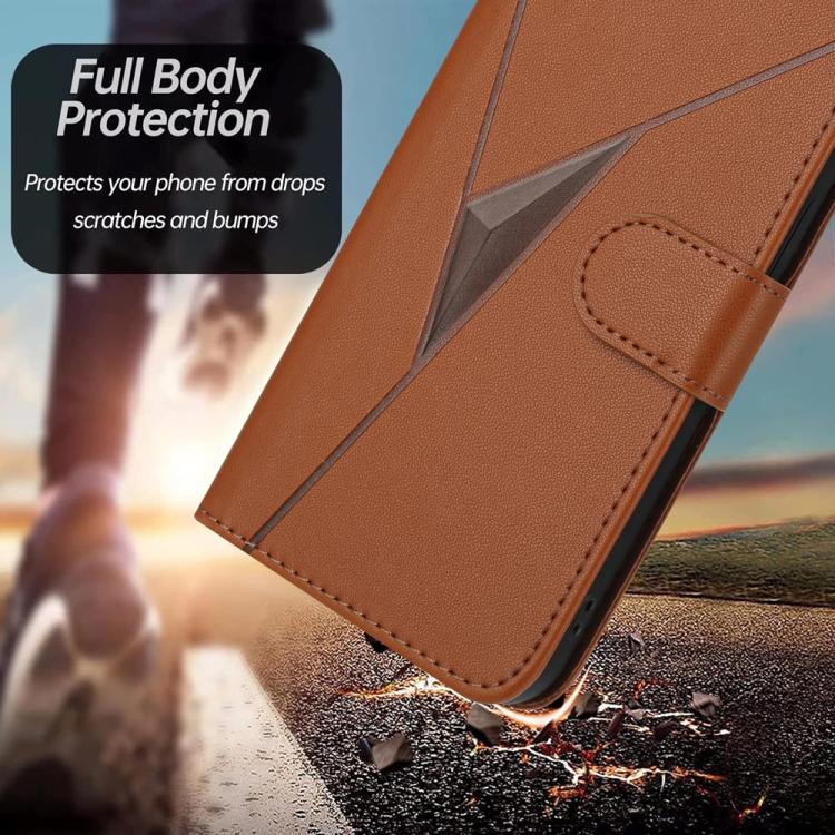 For iPhone 17 Pro Triangle Pattern Buckle Clasp Leather Phone Case(Brown) - free shipping - PMc TechLife - Order now!