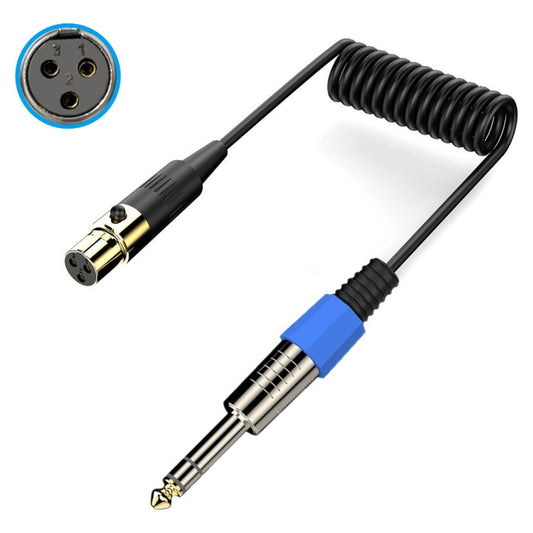 Mini 3 Pin XLR to 6.35mm Stereo Microphone Aux Audio Cable Coiled Adapter Cable, Length: 0.5m(Black) - Microphone Audio Cable & Connector by PMC Jewellery | Online Shopping South Africa | PMC Jewellery | Buy Now Pay Later Mobicred