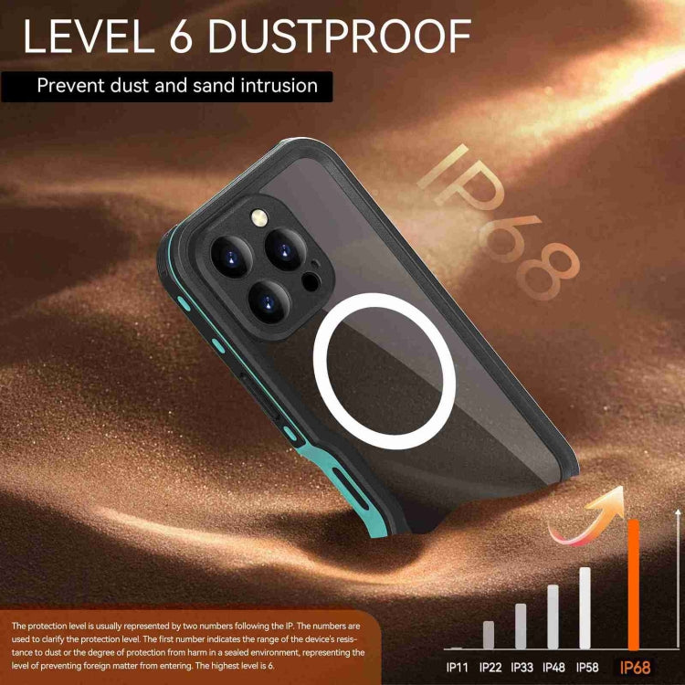 For iPhone 16 Pro Max RedPepper IP68 Waterproof Triple-proof MagSafe Phone Case(Black Blue) - iPhone 16 Pro Max Cases by RedPepper | Online Shopping South Africa | PMC Jewellery | Buy Now Pay Later Mobicred