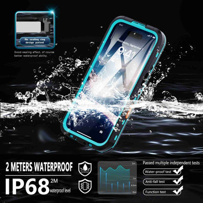 For iPhone 16 RedPepper Transparent Dot IP68 Waterproof Triple-proof MagSafe Phone Case(Black Blue) - iPhone 16 Cases by RedPepper | Online Shopping South Africa | PMC Jewellery | Buy Now Pay Later Mobicred