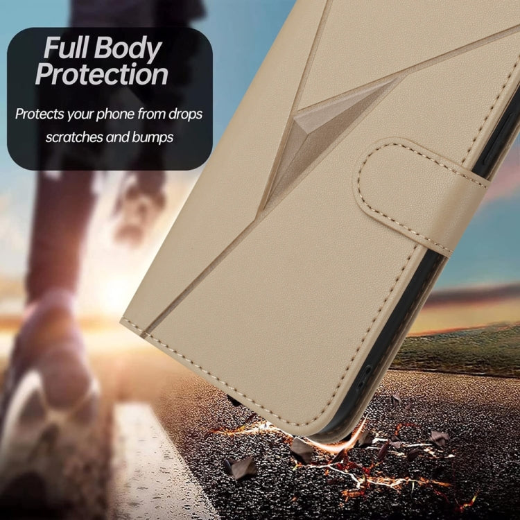 For Samsung Galaxy S25 5G Triangle Pattern Buckle Clasp Leather Phone Case(Gold) - Galaxy S25 5G Cases by PMC Jewellery | Online Shopping South Africa | PMC Jewellery | Buy Now Pay Later Mobicred