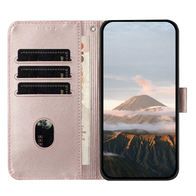 For Samsung Galaxy S25 Ultra 5G Triangle Pattern Buckle Clasp Leather Phone Case(Rose Gold) - Galaxy S25 Ultra 5G Cases by PMC Jewellery | Online Shopping South Africa | PMC Jewellery | Buy Now Pay Later Mobicred