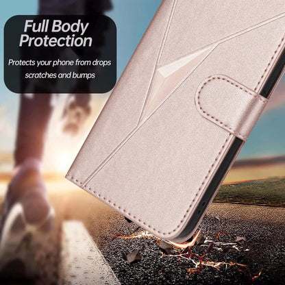 For Samsung Galaxy S25 Ultra 5G Triangle Pattern Buckle Clasp Leather Phone Case(Rose Gold) - Galaxy S25 Ultra 5G Cases by PMC Jewellery | Online Shopping South Africa | PMC Jewellery | Buy Now Pay Later Mobicred