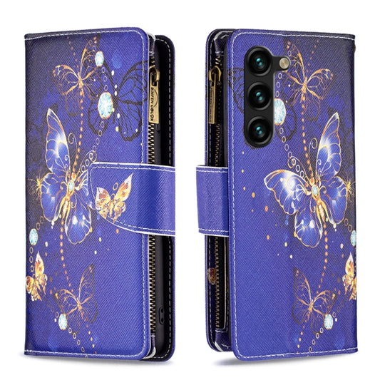 For Samsung Galaxy S25+ 5G Colored Drawing Pattern Zipper Leather Phone Case(Purple Butterfly) - Galaxy S25+ 5G Cases by PMC Jewellery | Online Shopping South Africa | PMC Jewellery | Buy Now Pay Later Mobicred