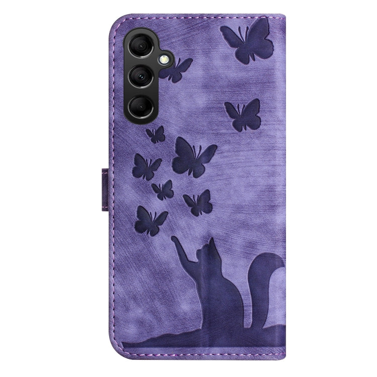 For Samsung Galaxy S25 5G Butterfly Cat Embossing Flip Leather Phone Case(Purple) - Galaxy S25 5G Cases by PMC Jewellery | Online Shopping South Africa | PMC Jewellery | Buy Now Pay Later Mobicred