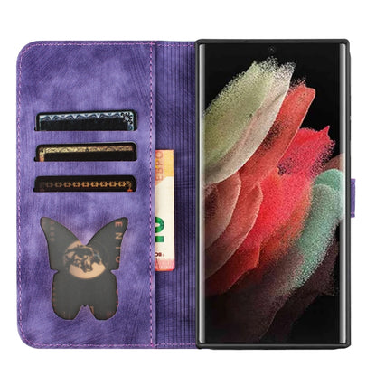 For Samsung Galaxy S25 Ultra 5G Butterfly Cat Embossing Flip Leather Phone Case(Purple) - Galaxy S25 Ultra 5G Cases by PMC Jewellery | Online Shopping South Africa | PMC Jewellery | Buy Now Pay Later Mobicred