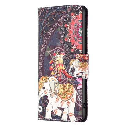 For Samsung Galaxy S25 5G Colored Drawing Pattern Leather Phone Case(Flowers Elephant) - Galaxy S25 5G Cases by PMC Jewellery | Online Shopping South Africa | PMC Jewellery | Buy Now Pay Later Mobicred