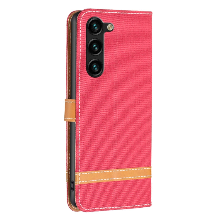 For Samsung Galaxy S25+ 5G Color Block Denim Texture Leather Phone Case(Red) - Galaxy S25+ 5G Cases by PMC Jewellery | Online Shopping South Africa | PMC Jewellery | Buy Now Pay Later Mobicred