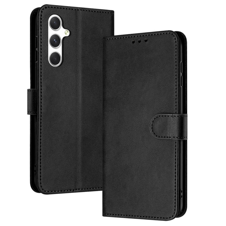 For Samsung Galaxy S25 / S24 5G Solid Calf Texture Flip Leather Phone Case(Black) - Galaxy S25 5G Cases by PMC Jewellery | Online Shopping South Africa | PMC Jewellery | Buy Now Pay Later Mobicred