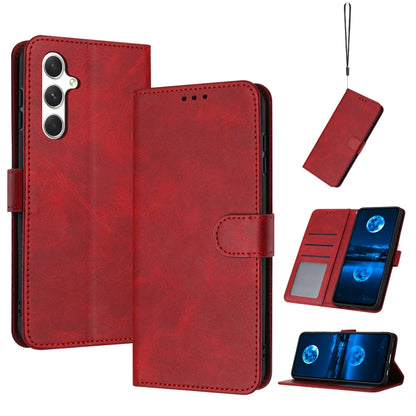 For Samsung Galaxy S25+ / S24+ 5G Solid Calf Texture Flip Leather Phone Case(Red) - Galaxy S25+ 5G Cases by PMC Jewellery | Online Shopping South Africa | PMC Jewellery | Buy Now Pay Later Mobicred