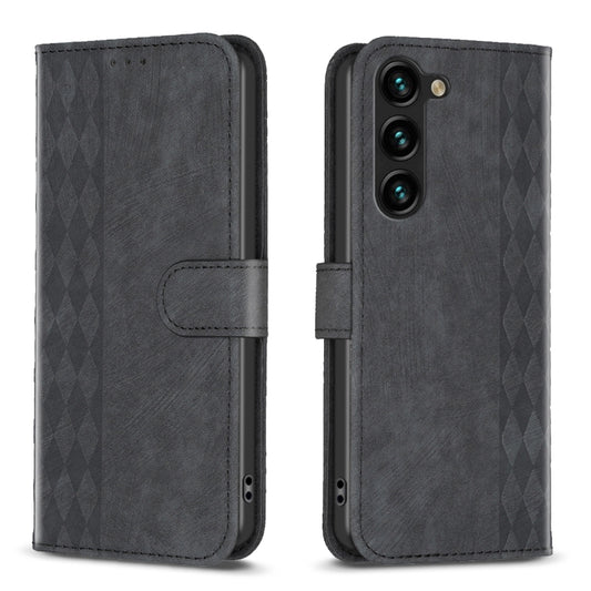 For Samsung Galaxy S25+ 5G Plaid Embossed Leather Phone Case(Black) - Galaxy S25+ 5G Cases by PMC Jewellery | Online Shopping South Africa | PMC Jewellery | Buy Now Pay Later Mobicred