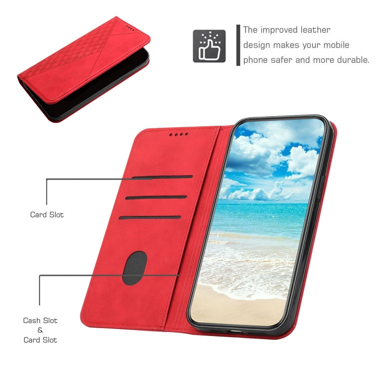 For Samsung Galaxy S25 / S24 5G Diamond Splicing Skin Feel Magnetic Leather Phone Case(Red) - Galaxy S25 5G Cases by PMC Jewellery | Online Shopping South Africa | PMC Jewellery | Buy Now Pay Later Mobicred