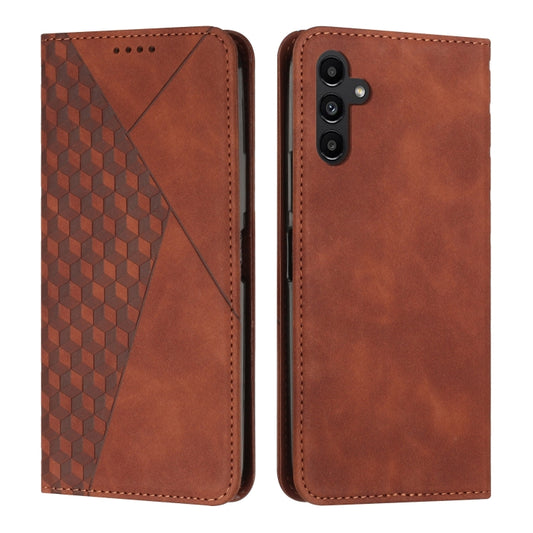 For Samsung Galaxy S25+ / S24+ 5G Diamond Splicing Skin Feel Magnetic Leather Phone Case(Brown) - Galaxy S25 5G Cases by PMC Jewellery | Online Shopping South Africa | PMC Jewellery | Buy Now Pay Later Mobicred