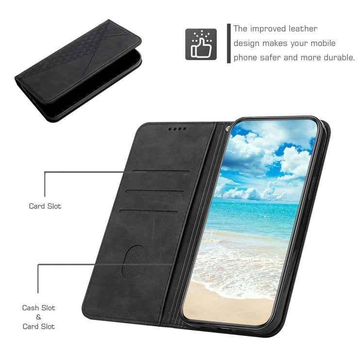 For Samsung Galaxy S25+ / S24+ 5G Diamond Splicing Skin Feel Magnetic Leather Phone Case(Black) - Galaxy S25 5G Cases by PMC Jewellery | Online Shopping South Africa | PMC Jewellery | Buy Now Pay Later Mobicred