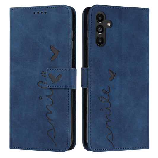 For Samsung Galaxy S25 / S24 5G Skin Feel Heart Embossed Leather Phone Case with Long Lanyard(Blue) - Galaxy S25 5G Cases by PMC Jewellery | Online Shopping South Africa | PMC Jewellery | Buy Now Pay Later Mobicred