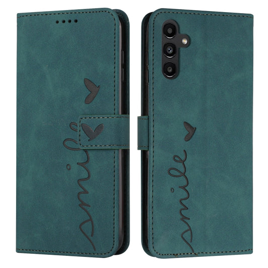 For Samsung Galaxy S25+ / S24+ 5G Skin Feel Heart Embossed Leather Phone Case with Long Lanyard(Green) - Galaxy S25+ 5G Cases by PMC Jewellery | Online Shopping South Africa | PMC Jewellery | Buy Now Pay Later Mobicred