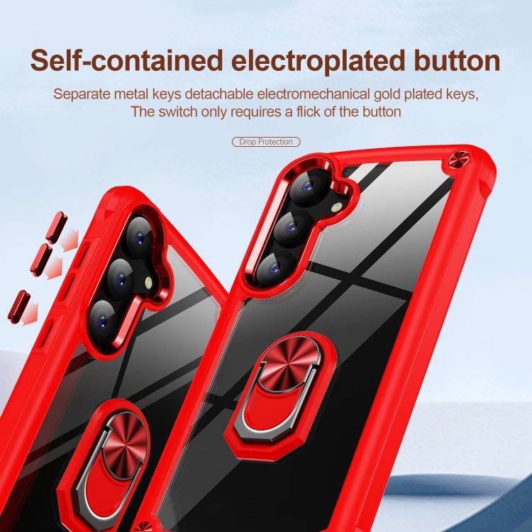 For Samsung Galaxy S25+ 5G TPU + PC Lens Protection Phone Case with Ring Holder(Red) - Galaxy S25+ 5G Cases by PMC Jewellery | Online Shopping South Africa | PMC Jewellery | Buy Now Pay Later Mobicred