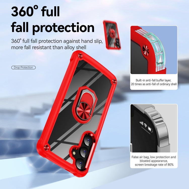 For Samsung Galaxy S25 5G TPU + PC Lens Protection Phone Case with Ring Holder(Red) - Galaxy S25 5G Cases by PMC Jewellery | Online Shopping South Africa | PMC Jewellery | Buy Now Pay Later Mobicred