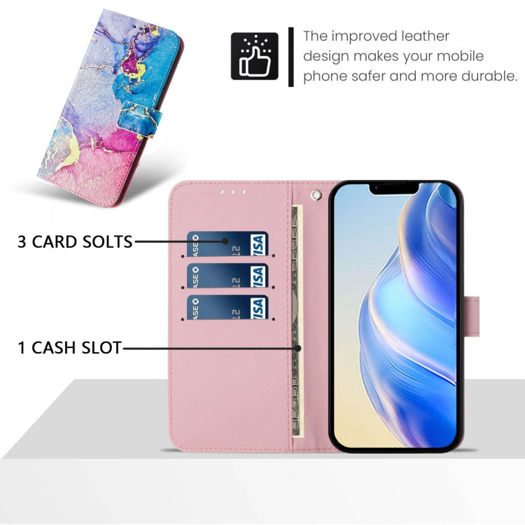 For iPhone 16e Art Colored Drawing Pattern Leather Phone Case(Colorful marble) - iPhone 16e Cases by PMC TechLife | Online Shopping South Africa | PMC TechLife | Buy Now Pay Later Mobicred