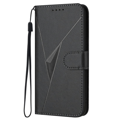 For Huawei Pura 70 Pro / Pura 70 Ultra Triangle Pattern Buckle Clasp Leather Phone Case(Black) - Huawei Cases by PMC Jewellery | Online Shopping South Africa | PMC Jewellery | Buy Now Pay Later Mobicred