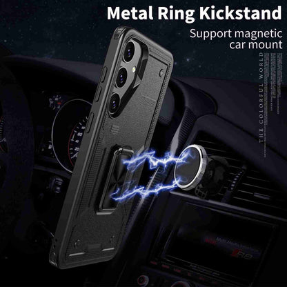 For Samsung Galaxy S25+ 5G Ring Holder PC Hybrid TPU Phone Case(Black) - Galaxy S25+ 5G Cases by PMC Jewellery | Online Shopping South Africa | PMC Jewellery | Buy Now Pay Later Mobicred