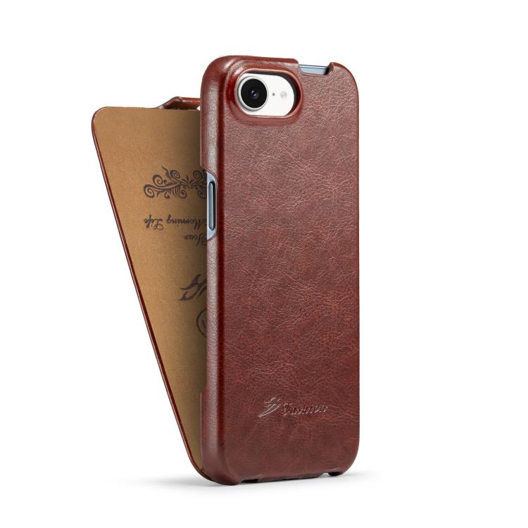 For iPhone 16e Fierre Shann 64 Texture Vertical Flip PU Leather Phone Case(Brown) - free shipping - PMc TechLife - Order now!