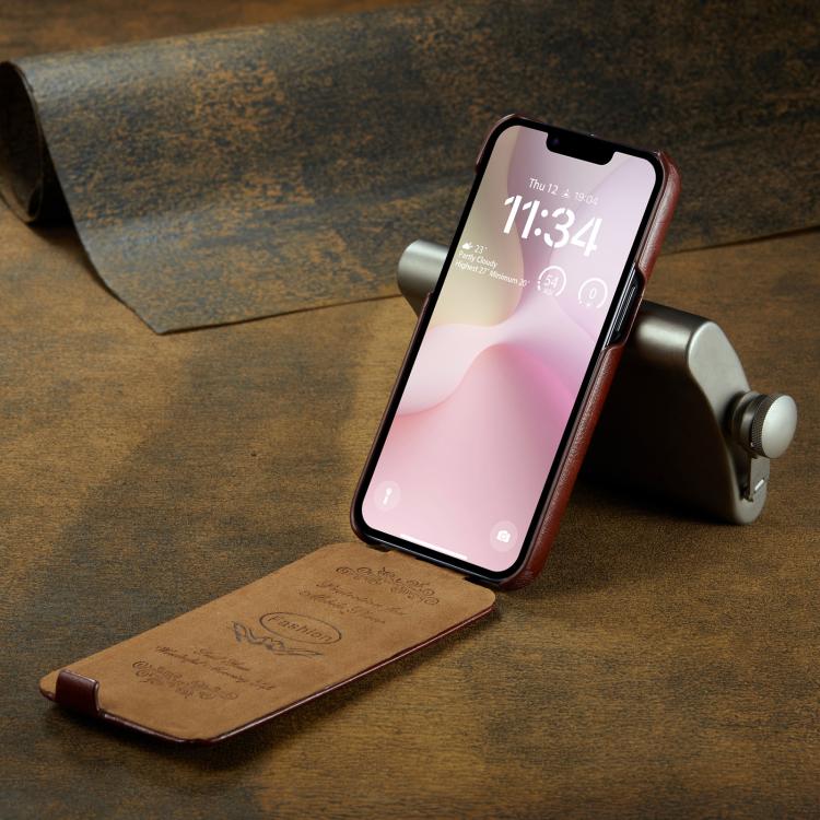 For iPhone 16e Fierre Shann 64 Texture Vertical Flip PU Leather Phone Case(Brown) - free shipping - PMc TechLife - Order now!