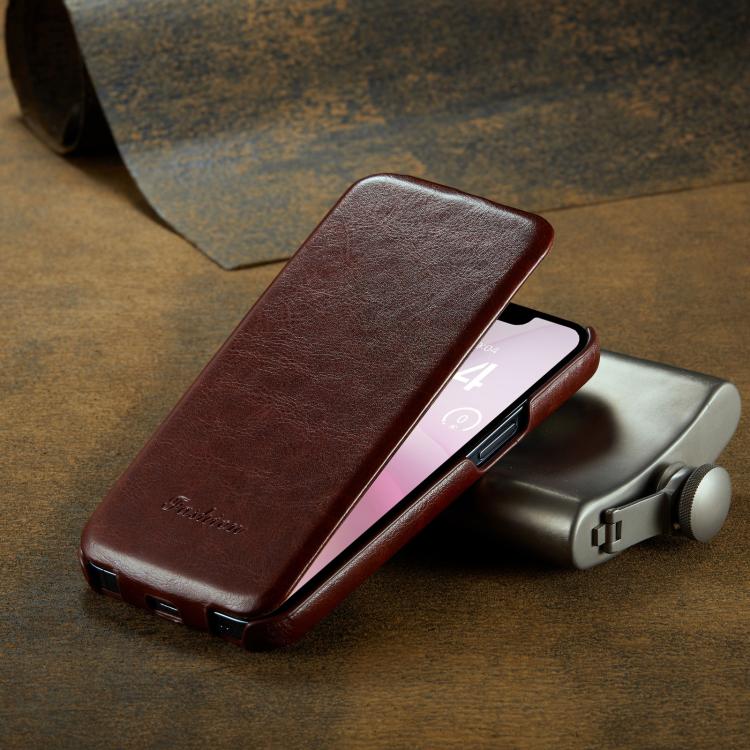 For iPhone 16e Fierre Shann 64 Texture Vertical Flip PU Leather Phone Case(Brown) - free shipping - PMc TechLife - Order now!