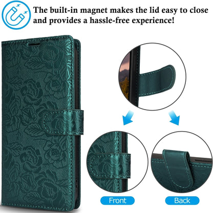 For Samsung Galaxy S25 5G Peony Flowers Imprint Leather Phone Case(Green) - Galaxy S25 5G Cases by PMC Jewellery | Online Shopping South Africa | PMC Jewellery | Buy Now Pay Later Mobicred