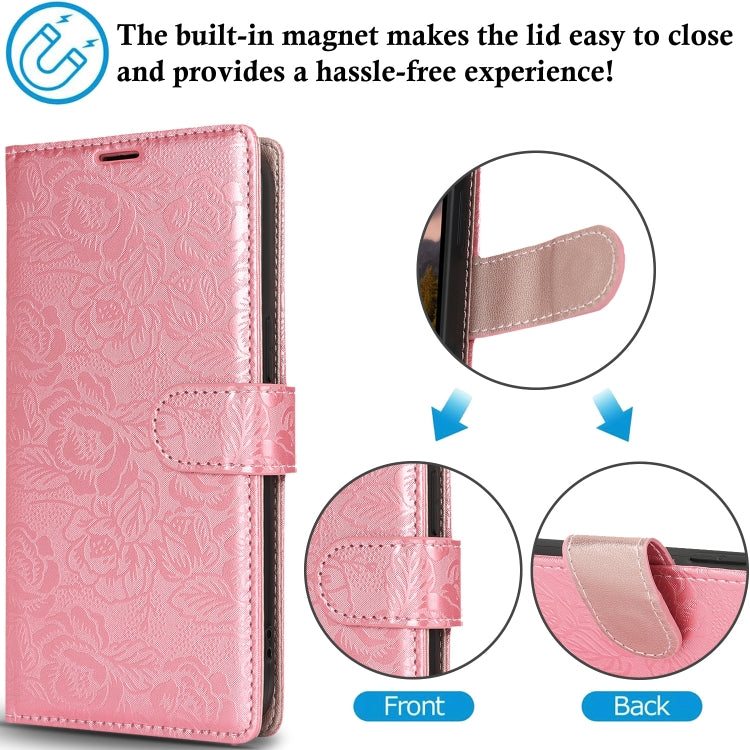 For Samsung Galaxy S25+ 5G Peony Flowers Imprint Leather Phone Case(Pink) - Galaxy S25+ 5G Cases by PMC Jewellery | Online Shopping South Africa | PMC Jewellery | Buy Now Pay Later Mobicred