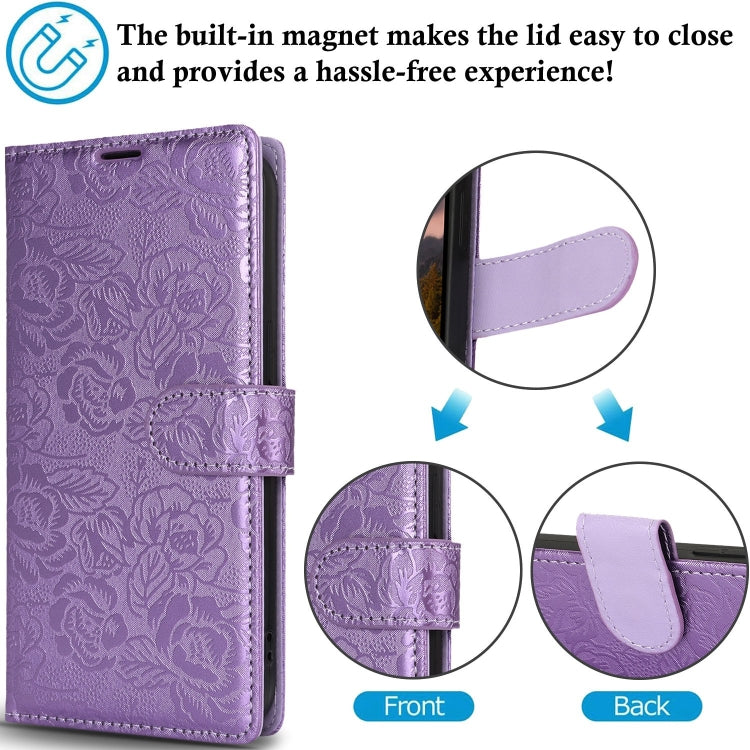 For Samsung Galaxy S25 Ultra 5G Peony Flowers Imprint Leather Phone Case(Purple) - Galaxy S25 Ultra 5G Cases by PMC Jewellery | Online Shopping South Africa | PMC Jewellery | Buy Now Pay Later Mobicred