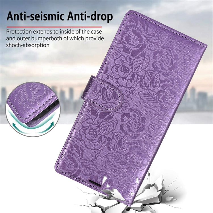 For Samsung Galaxy S25 Ultra 5G Peony Flowers Imprint Leather Phone Case(Purple) - Galaxy S25 Ultra 5G Cases by PMC Jewellery | Online Shopping South Africa | PMC Jewellery | Buy Now Pay Later Mobicred