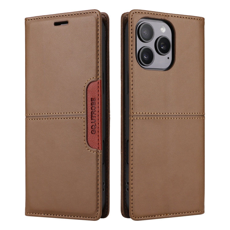 For iPhone 16 Pro Max GQUTROBE G01 RFID Anti-theft Leather Phone Case(Brown) - iPhone 16 Pro Max Cases by GQUTROBE | Online Shopping South Africa | PMC Jewellery | Buy Now Pay Later Mobicred