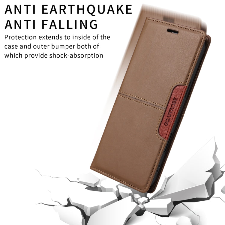 For iPhone 16 Pro Max GQUTROBE G01 RFID Anti-theft Leather Phone Case(Brown) - iPhone 16 Pro Max Cases by GQUTROBE | Online Shopping South Africa | PMC Jewellery | Buy Now Pay Later Mobicred